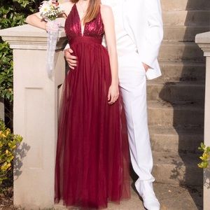 Red Sequins Prom Dress